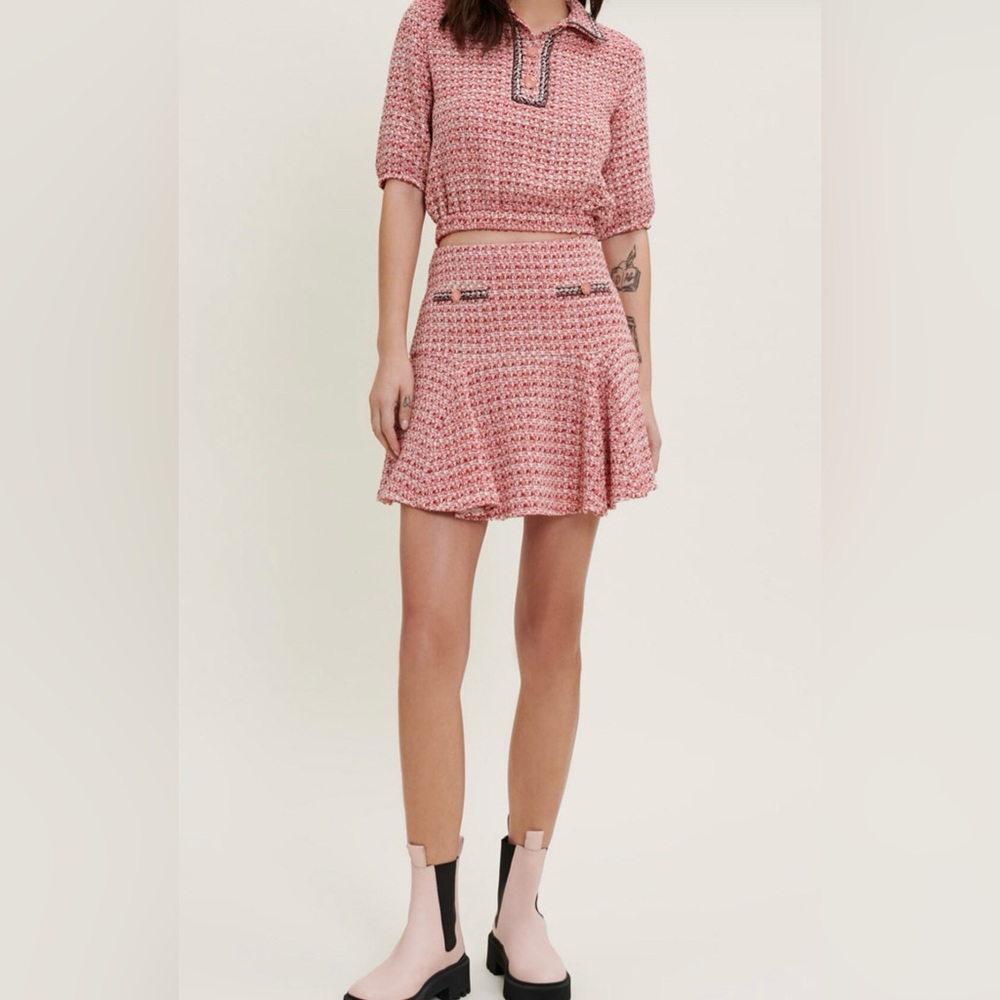 MAJE SET Pink Tweed Top & Skirt! - Picture 1 of 13